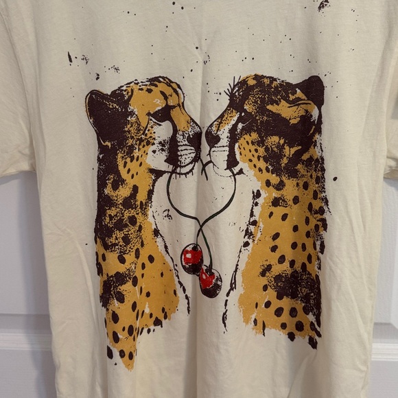 Anthropologie Cream Cheetah Graphic Tee - Picture 3 of 8